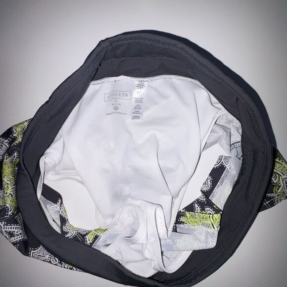 Athleta Gray & White Floral Swim Shorts Swimsuit Bottom Size Large Back Pocket - Picture 6 of 6